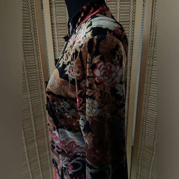 Clio velveteen tunic/long jacket w/beautiful Asian/Oriental/Chinoiserie graphics - Picture 16 of 16